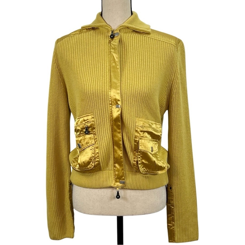 Jamie Sadock women’s yellow knit sweater full zip jacket. Size medium - Picture 14 of 14